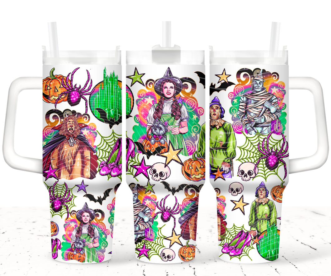 40oz Spooky Fantasy Tumbler with Lid & Straw – Halloween-Inspired Storybook Drinkware